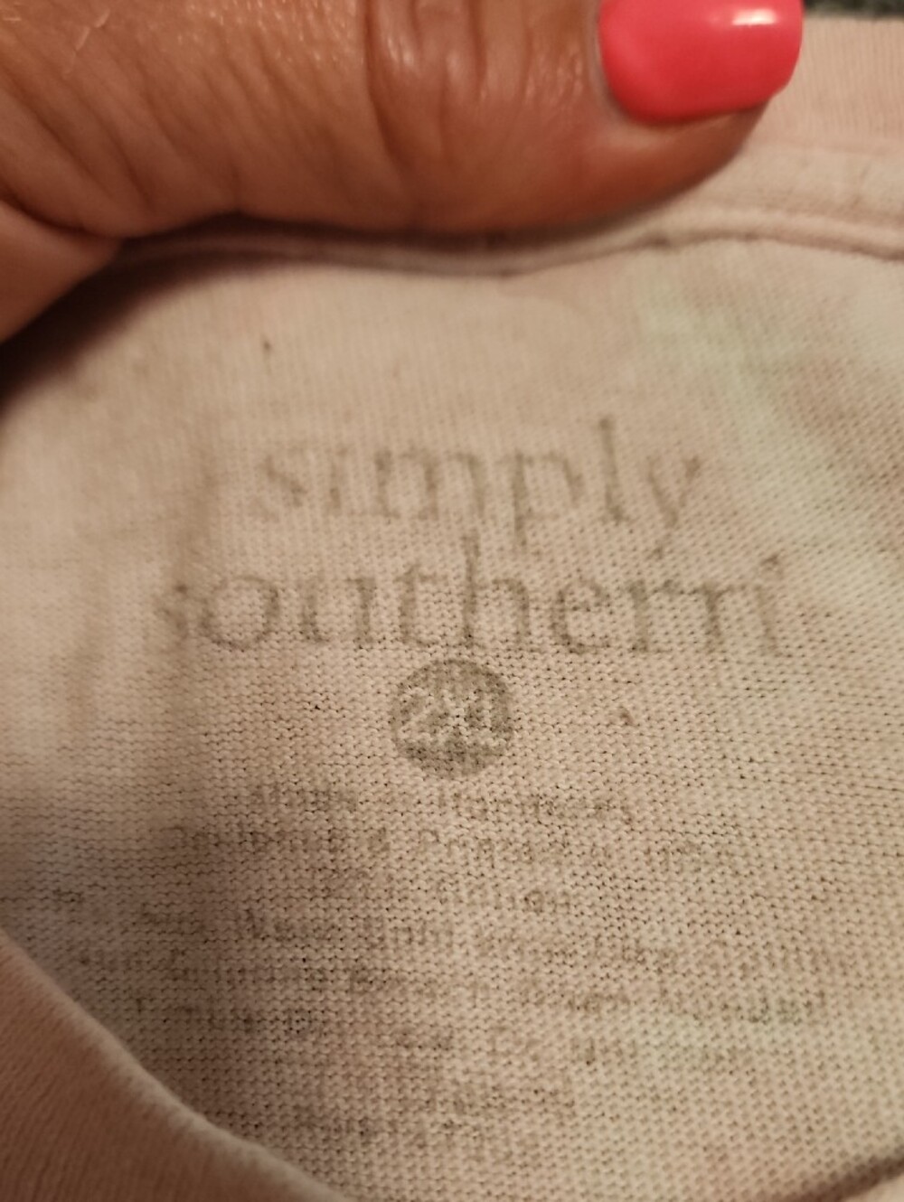Simply Southern Pink and Cream Striped Tee with Logo Tag - Picture 2 of 4